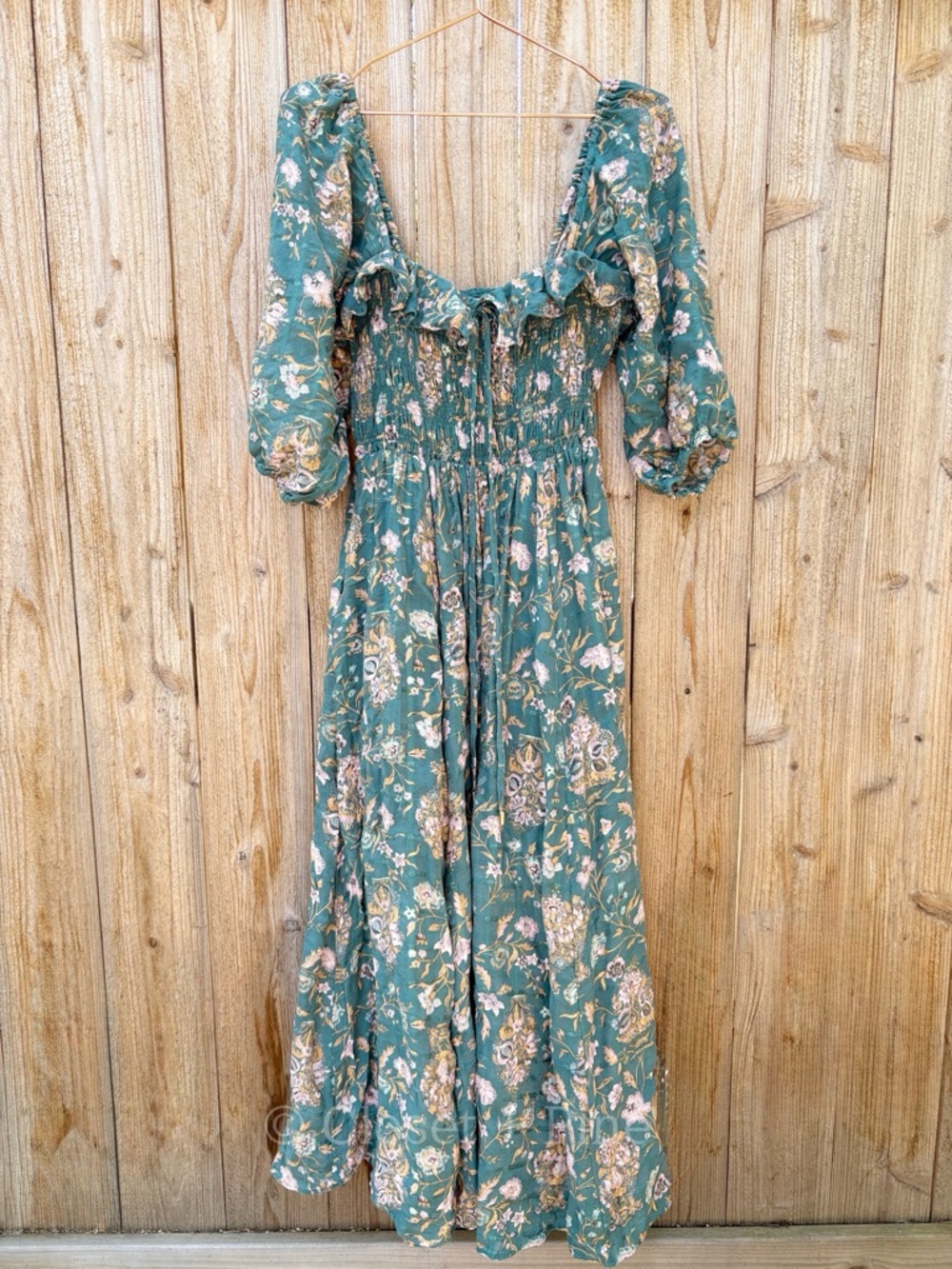Free People Oasis Floral Midi Dress Jade Green Size Small Boho Western - Picture 3 of 17